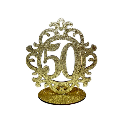 Wooden 50th Centerpiece Gold