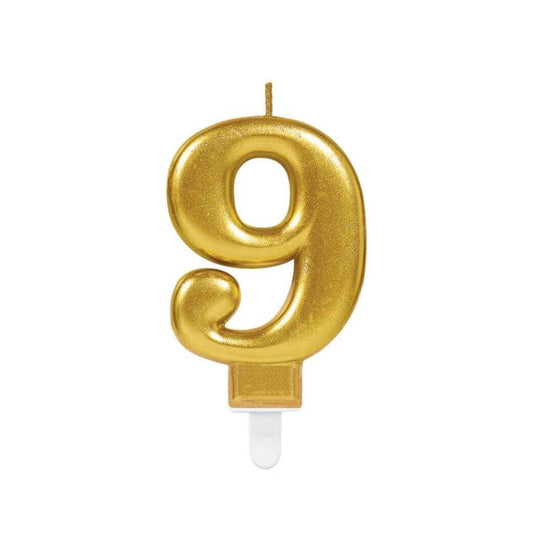 Golden Numerical Candle No. 9 - 3"