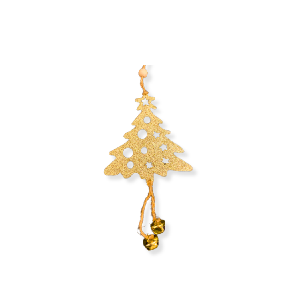 Christmas Tree Ornaments - Glitter Gold Christmas Tree Hanging Decoration - 1PC