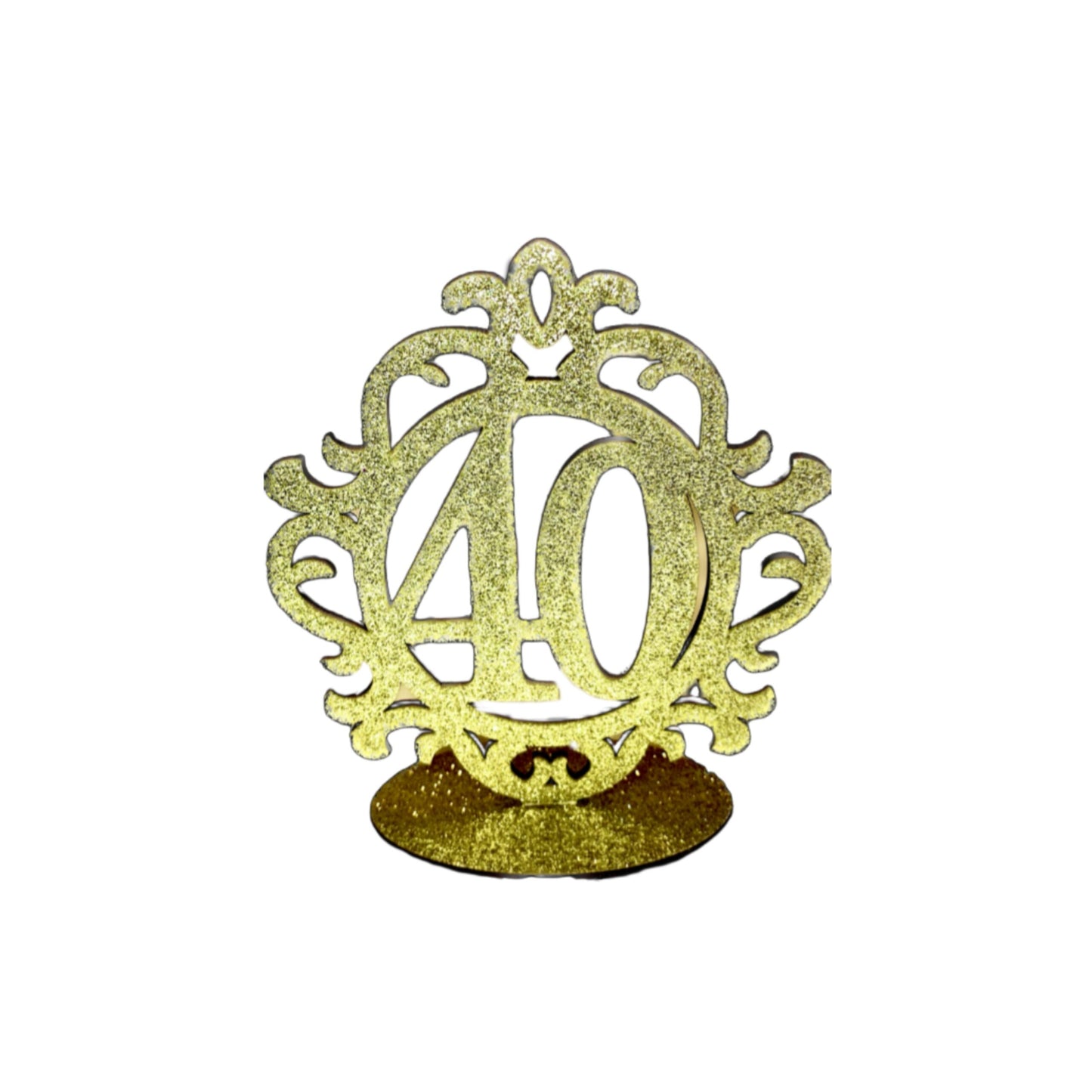 Wooden 40th Centerpiece Gold