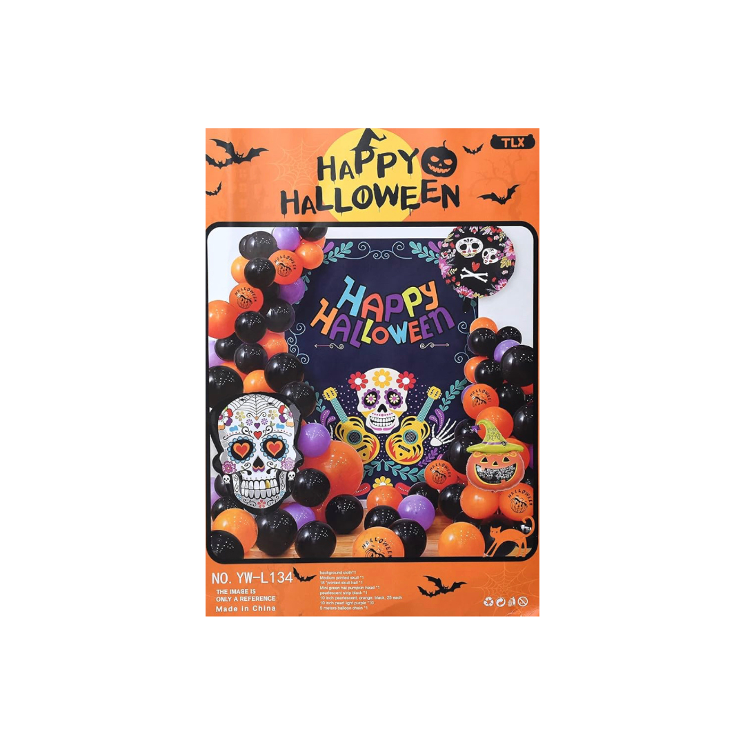 Halloween Backdrop with Cloth and Banner & Balloon