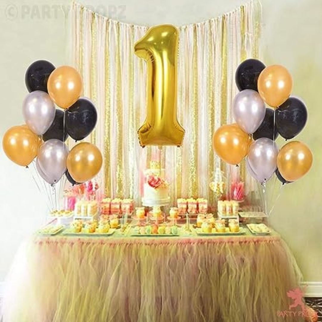 Golden, Silver and Black Balloons for Decoration