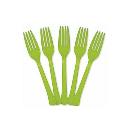 Sturdy Disposable Lime Green Forks - 20PC