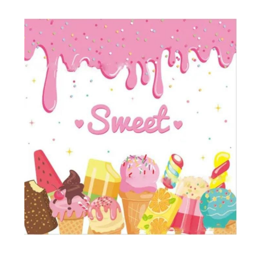 Candyland Party Tableware-Ice Cream Birthday Paper Napkins,Candy Party Table Decorations for Girls -Pack of 20