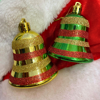 Multicolor Glitter Bells - 2PC