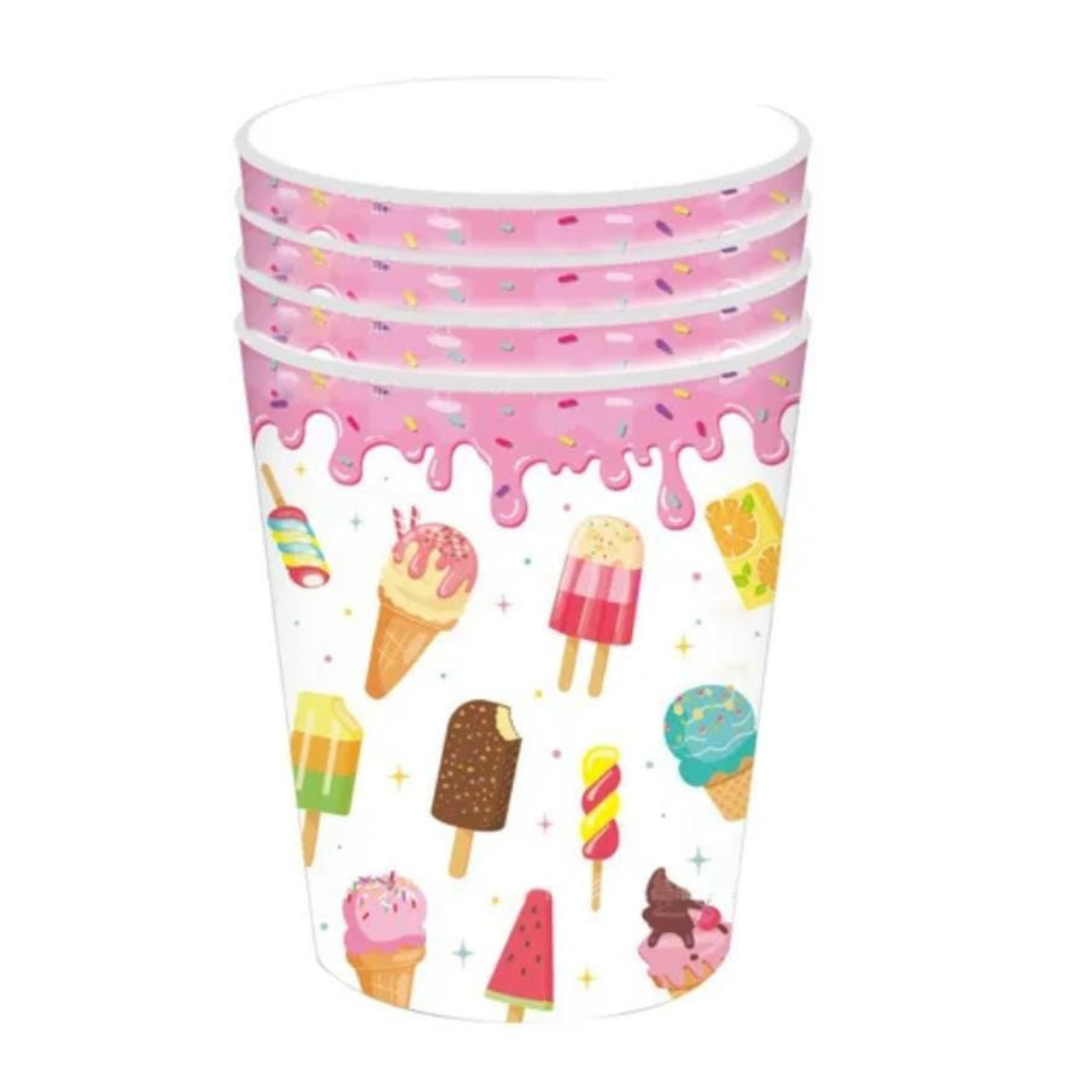 Candyland Party Tableware, Ice Cream Birthday Paper Cups,Candy Party Table Decorations for Girls - 9 OZ,Pack of 8