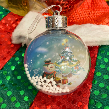 Transparent Snowy Snowballs Hanging with Santa and Snowman - 1P