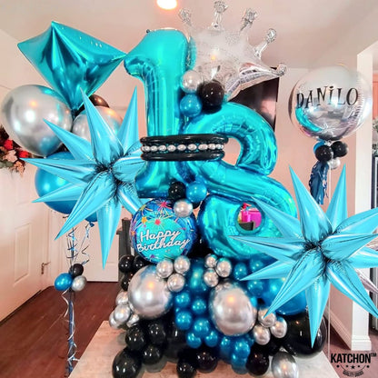 Exploding L.Blue Star Balloon Hanging - 5D 26"