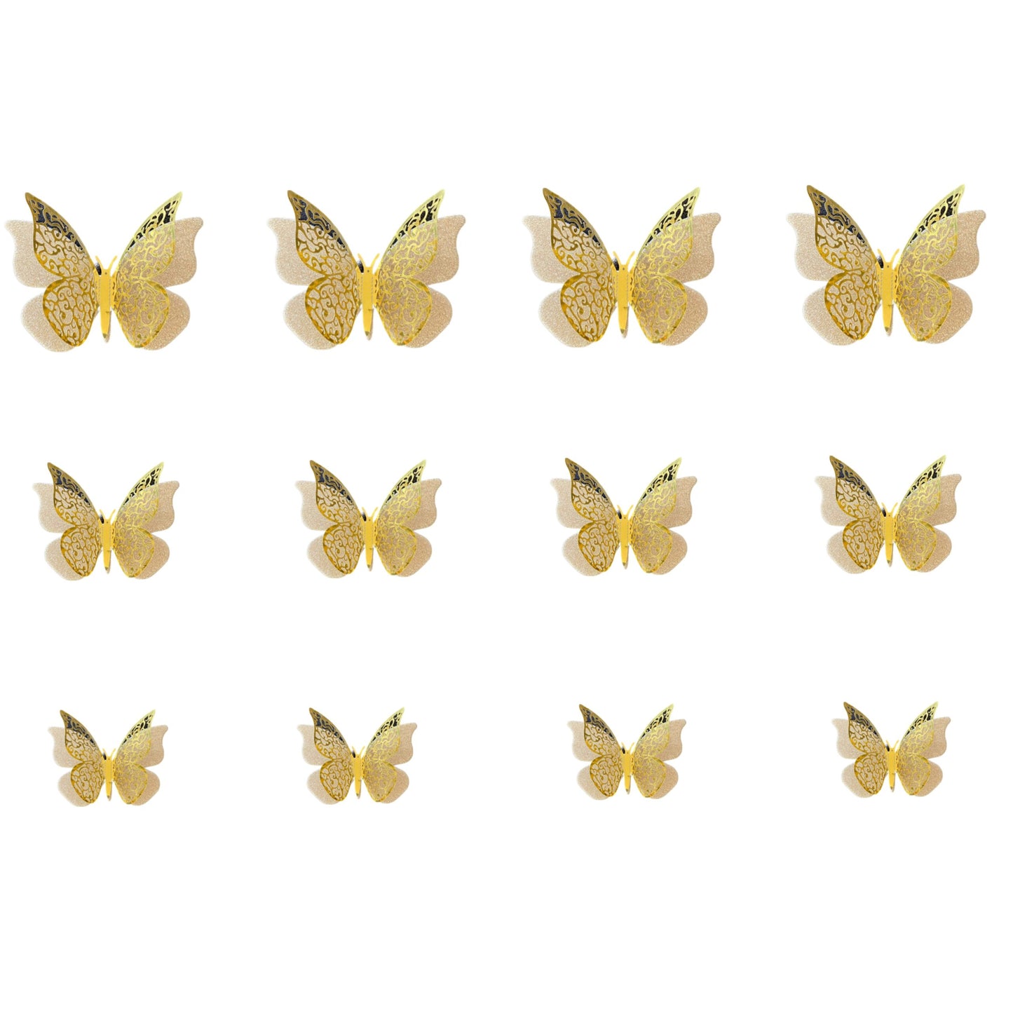 3D Butterfly Silver Decorations - 12PC