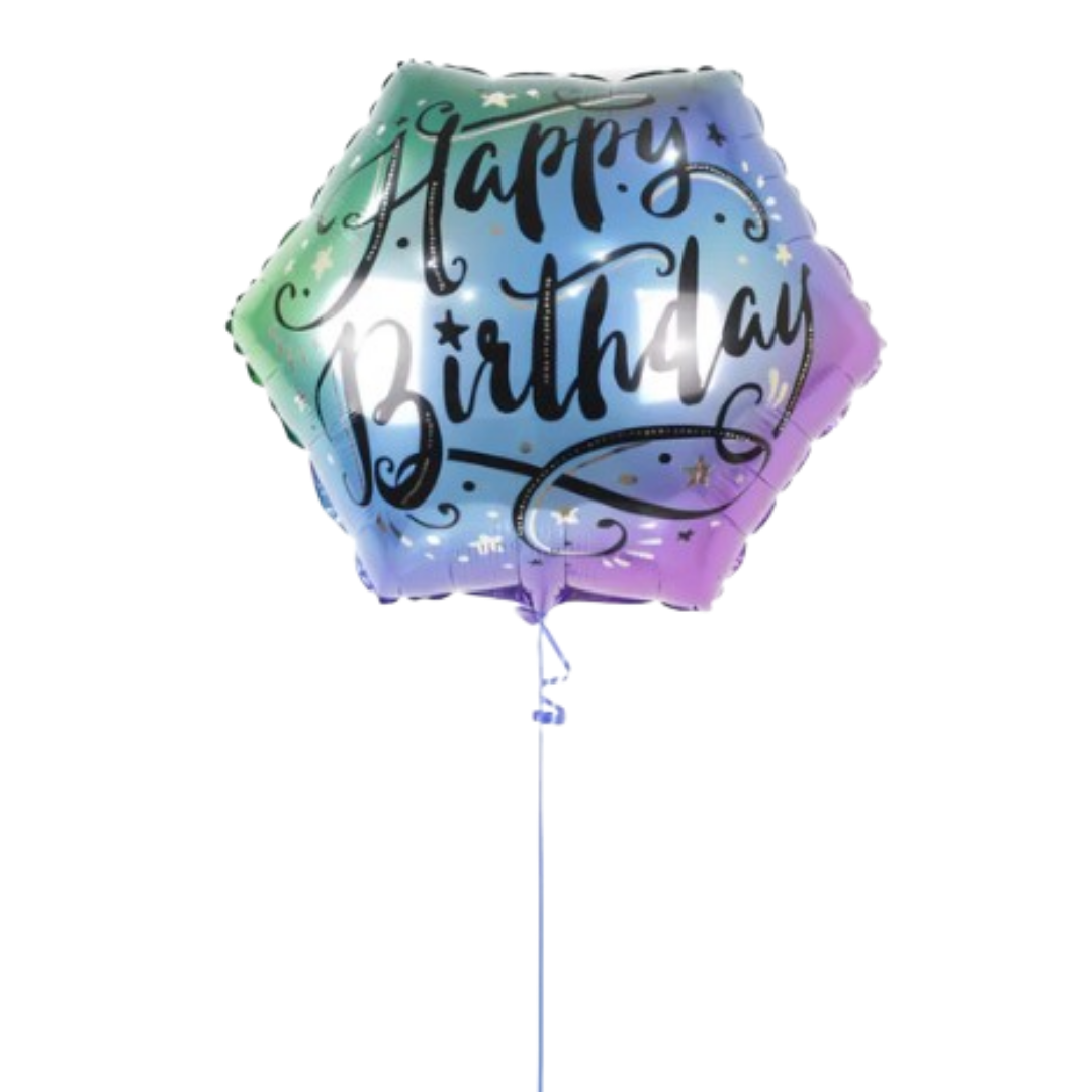 Hexagon Shaped Purple Birthday Balloon 22"