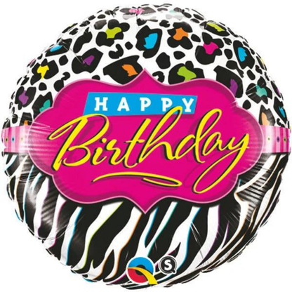 Pink &amp; White Zebra Print Birthday Balloon 18"