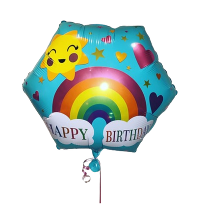 Hexagon Rainbow Shaped Birthday Balloon 18"