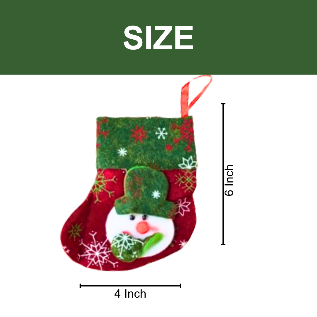 Red & Green Christmas Stockings With Santa - 1PC