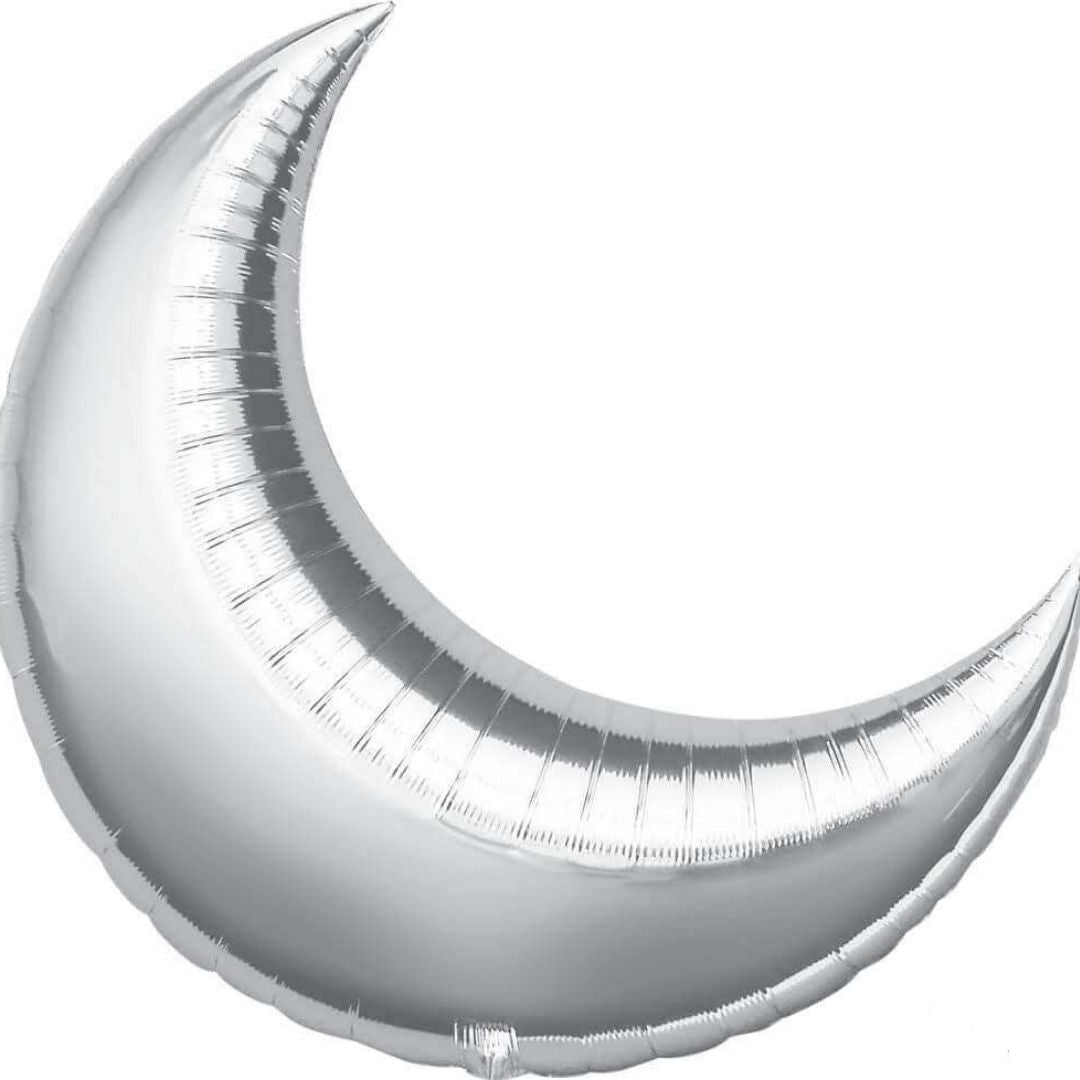 17" Silver Crescent Moon Shape Balloon