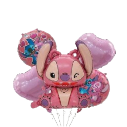 Pink Stitch Theme Birthday Balloons Set - 5PC