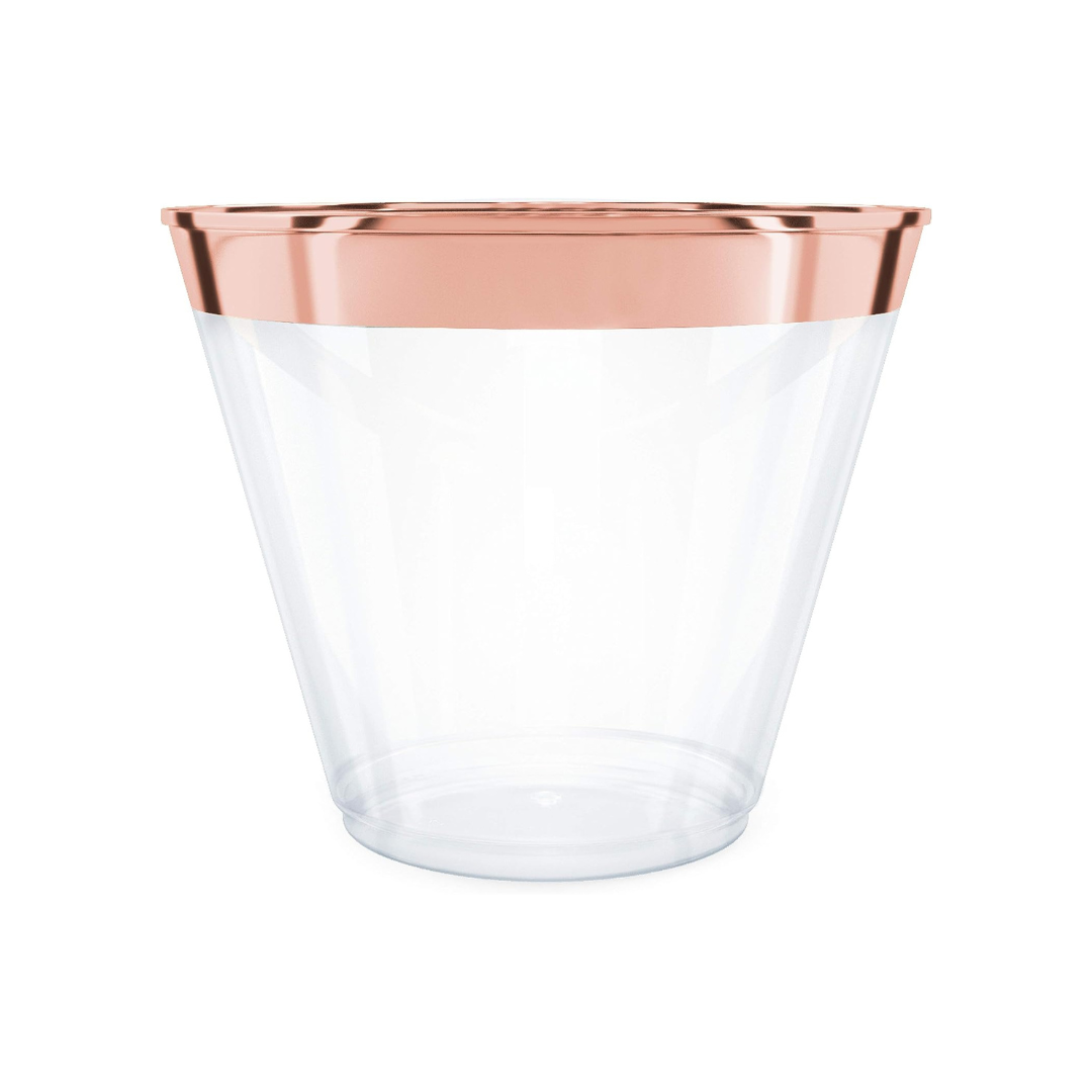 Clear Drinking Glasses with Rose Gold Rim -10PC