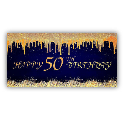 Happy 50th Birthday Banner - 4FT X 2FT