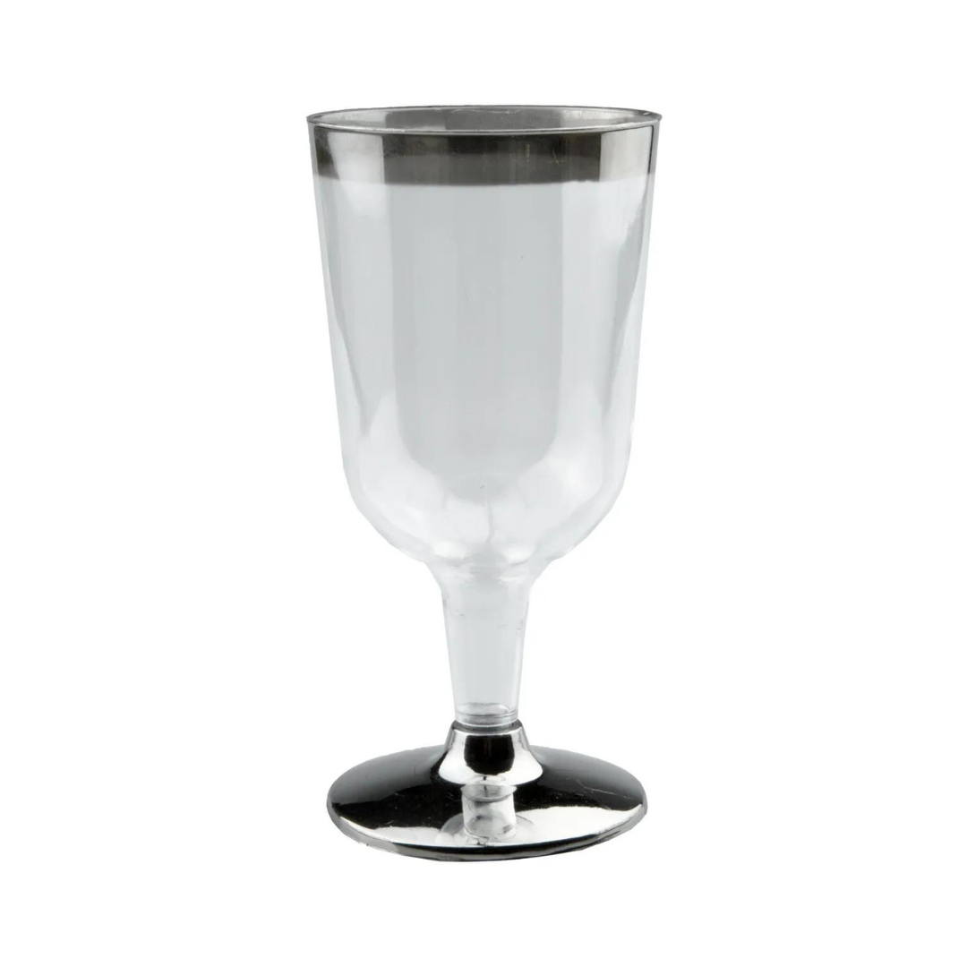 Wine Glasses with Silver Rim - Pack of 6