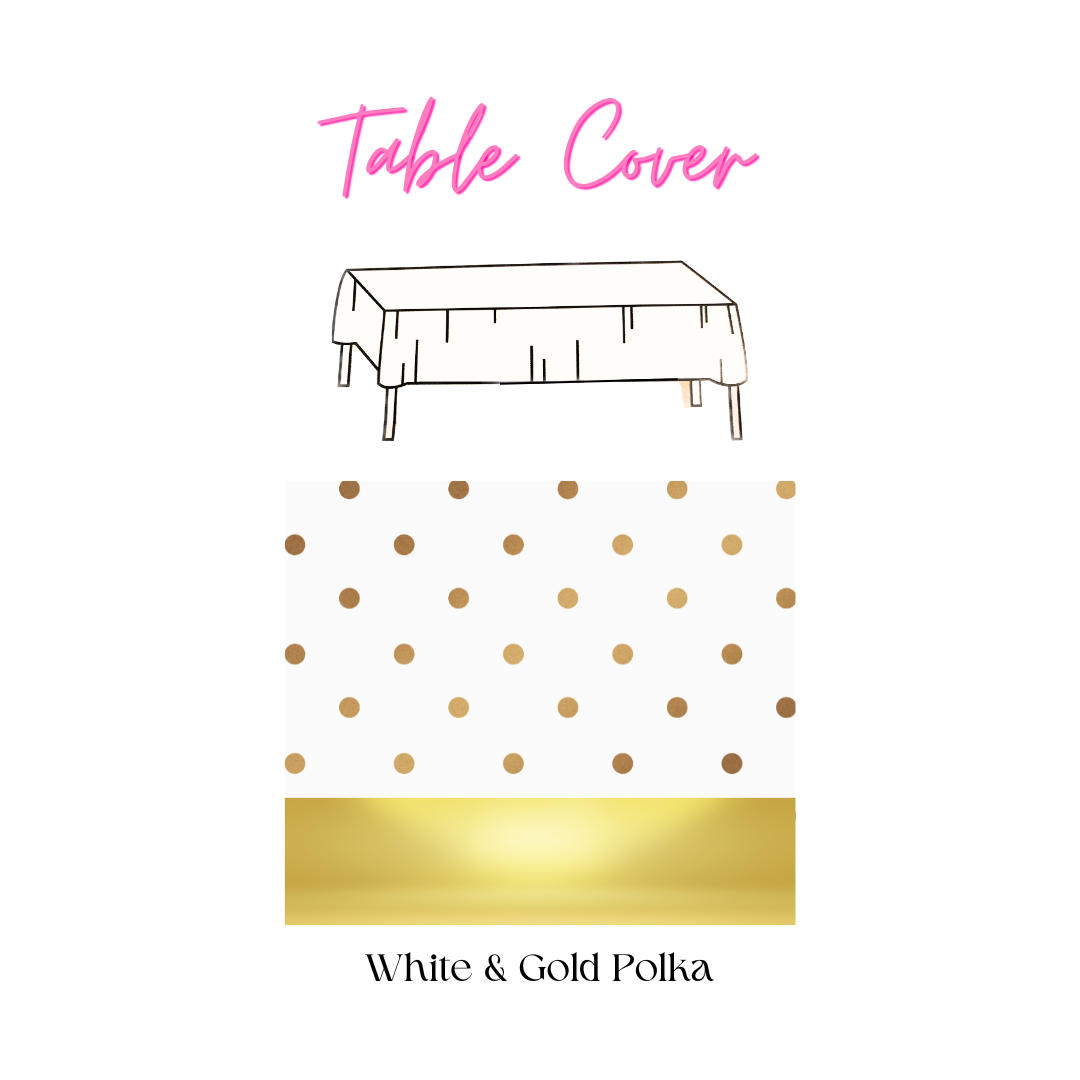 Table Cover White & Golden Polka 54""X108"