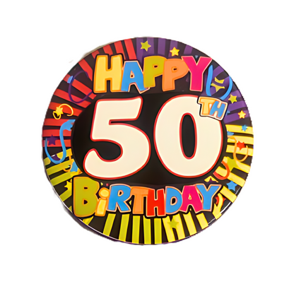 50th Birthday Badges - Pack of 6