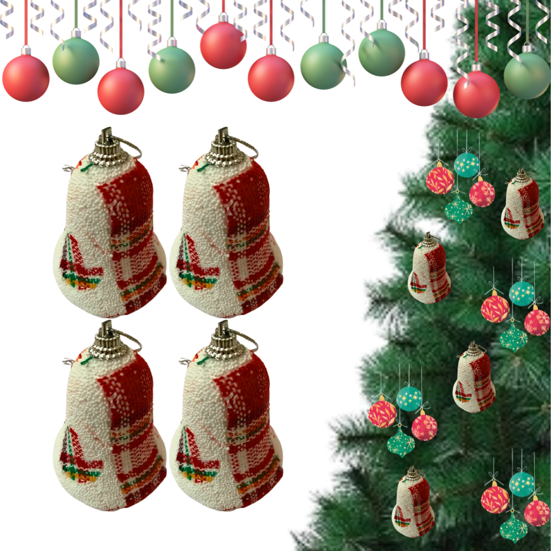 Red & White Bell Hanging - 4PC