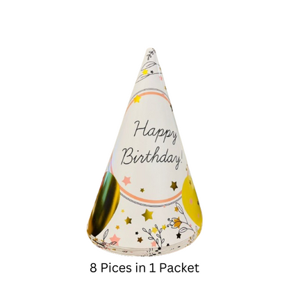 Happy Birthday Celebration Pastel Color Balloon Hats  for Party Guests - 8PC