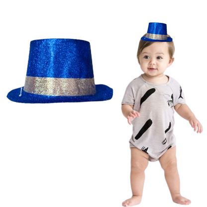 Blue Round Small Glitter Top Hat