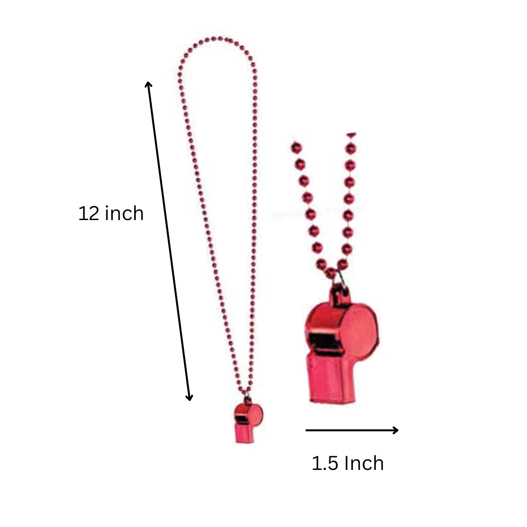 Neon Necklace Whistle with Bead Chain for Parties and Sporting Events / Whistles for Cheering and Hooting - 1PC