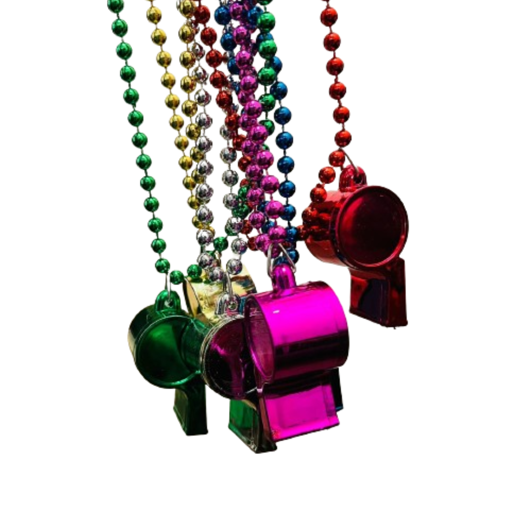 Neon Necklace Whistle with Bead Chain for Parties and Sporting Events / Whistles for Cheering and Hooting - 1PC