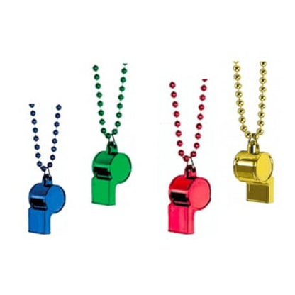 Neon Necklace Whistle with Bead Chain for Parties and Sporting Events / Whistles for Cheering and Hooting - 1PC