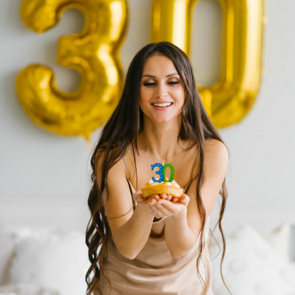 Number 30 Blue & Green Candle - 1PC