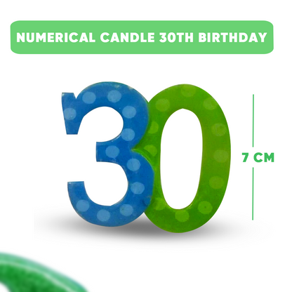 Number 30 Blue & Green Candle - 1PC