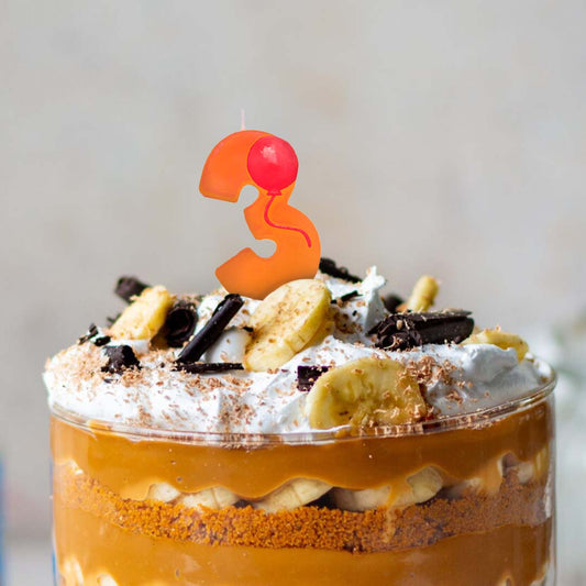 Number 3 Orange Candle w/ Balloon - 1PC