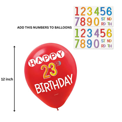 Add Your Age Customized Printed Latex Balloons Pack of 15 (12 Inch) | Personalized Birthday Balloons | Multicolor Party Decoration