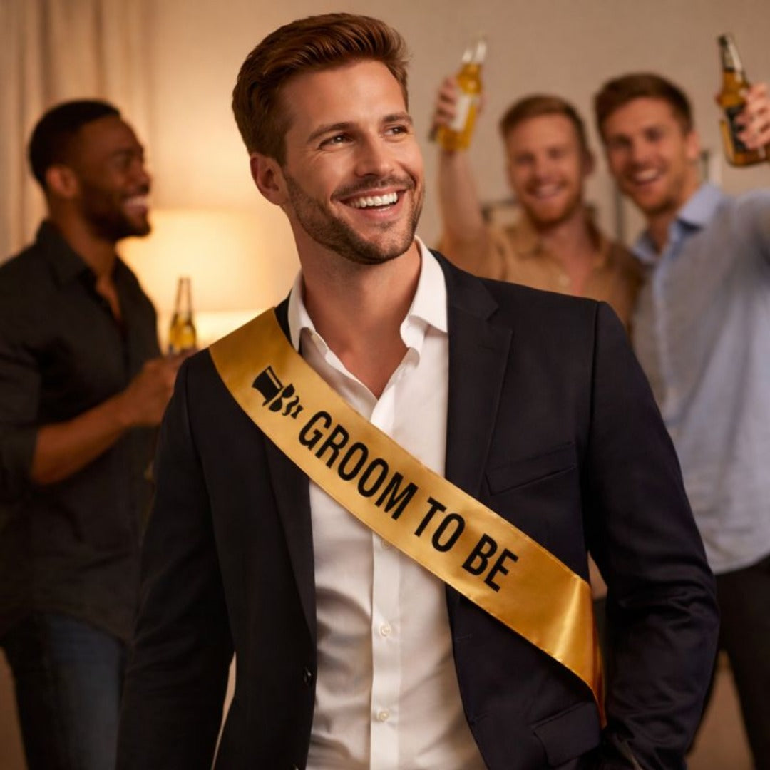 Groom To Be Sash Black &amp; Gold