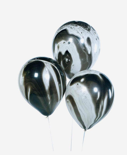 12" Marble Print Black Balloon