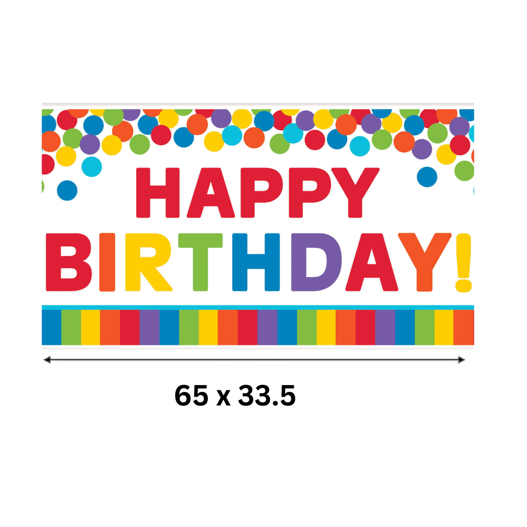 Happy Birthday Plastic Rainbow Banner 65" x 33.5"