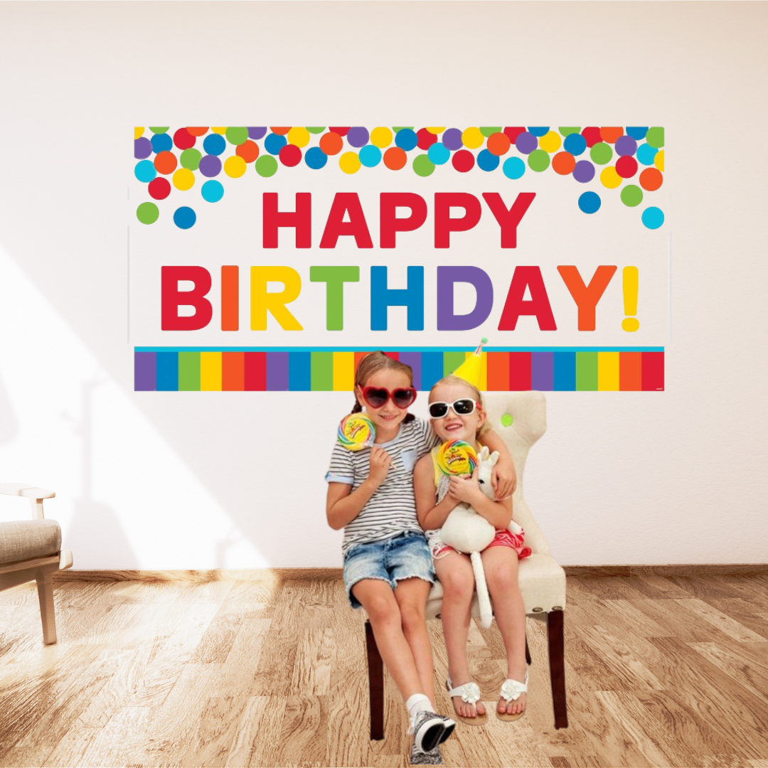 Happy Birthday Plastic Rainbow Banner 65" x 33.5"