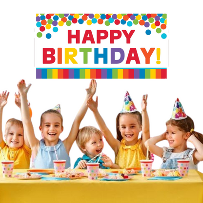 Happy Birthday Plastic Rainbow Banner 65" x 33.5"