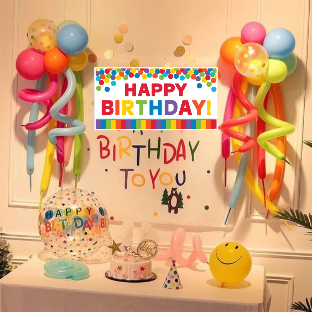 Happy Birthday Plastic Rainbow Banner 65" x 33.5"