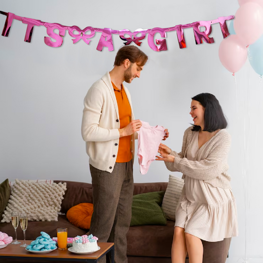 It's A Girl Hot Pink Foil Letter Banner - 1PC