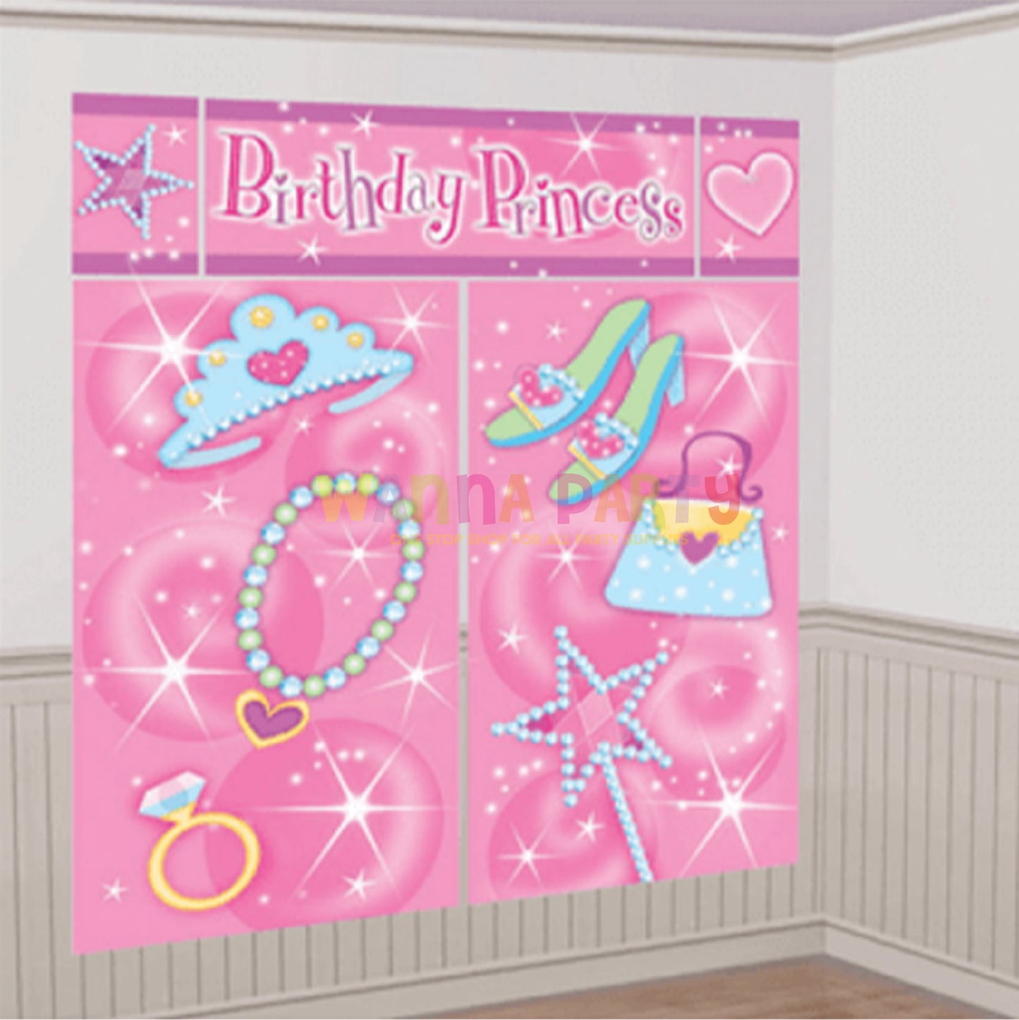 Happy Birthday Princess Scene Setter Set for Wall Decor -  5 PC