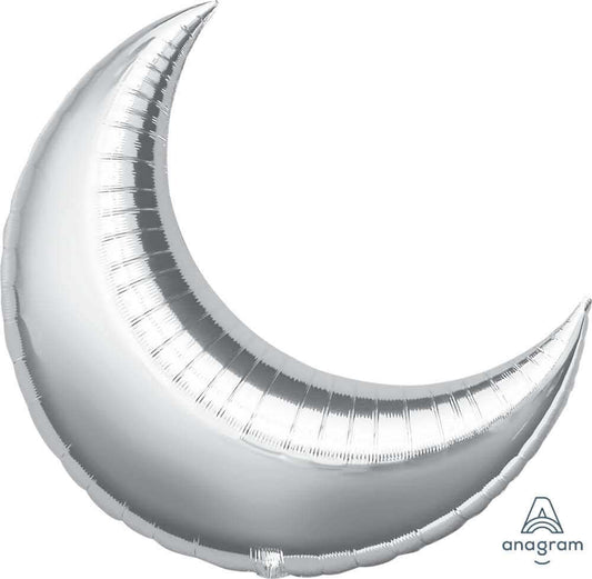 26" Silver Crescent Moon Shape Balloons