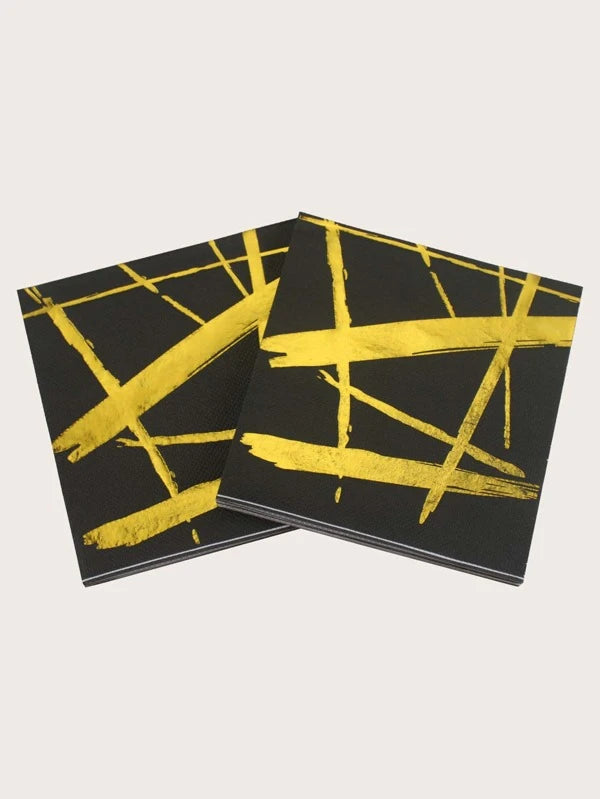 Black & Gold Paper Napkins - 16PC