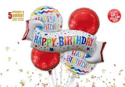 Happy Birthday Wishes Flag Banner Balloon Set - 5P