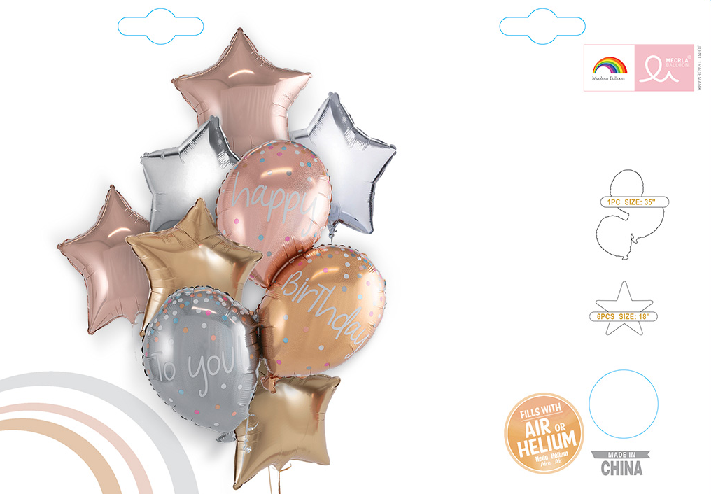 HBD Balloon Shape-7Pcs set