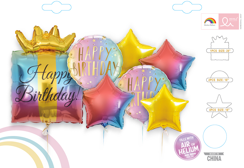 Happy Birthday Multicolor - Set of 7