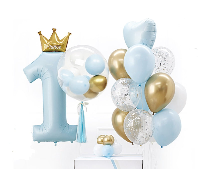 No.1 Prince Crown Balloon with Bobo &amp; Latex Balloon