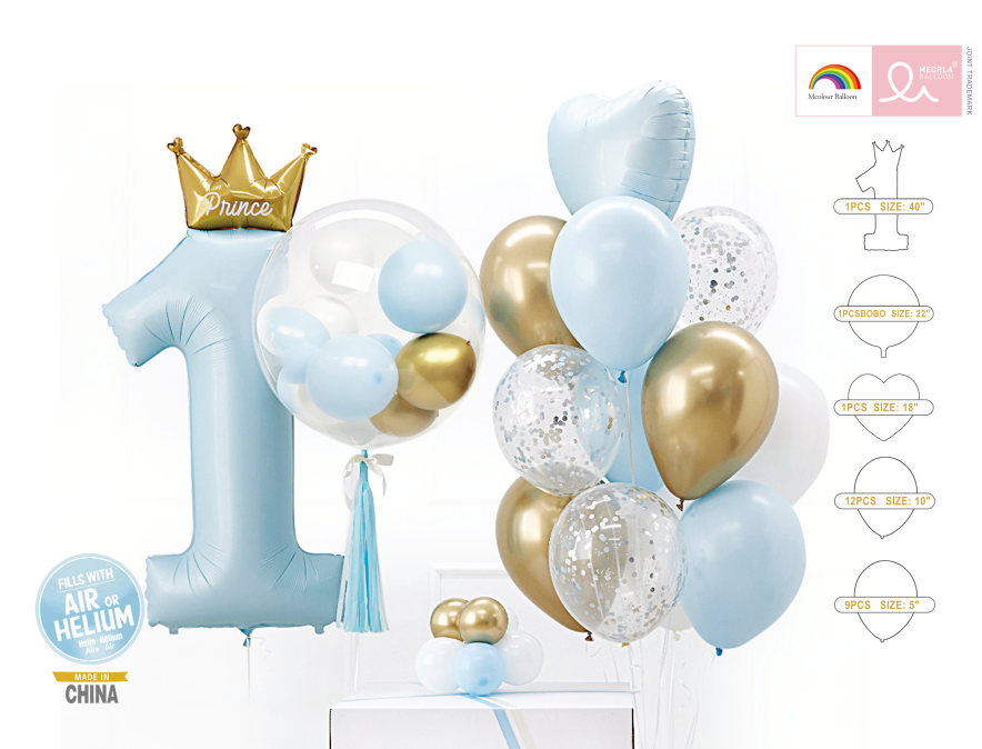 No.1 Prince Crown Balloon with Bobo &amp; Latex Balloon