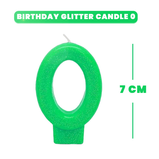 Green Glitter Number 0 Birthday Candle - 1PC
